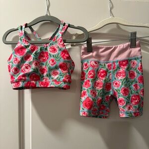 SweetHoney Pink Floral Active Shorts Set
